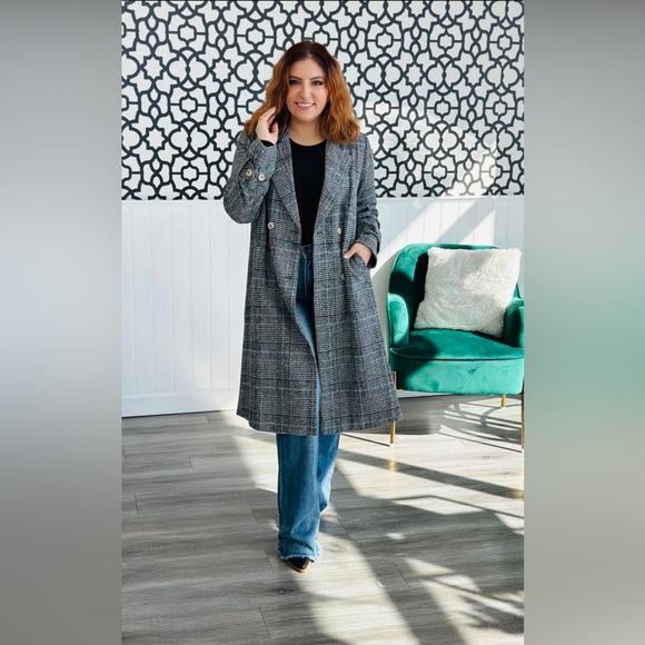 Andree By Unit Charcoal Pattern Coat - Picture 1 of 4